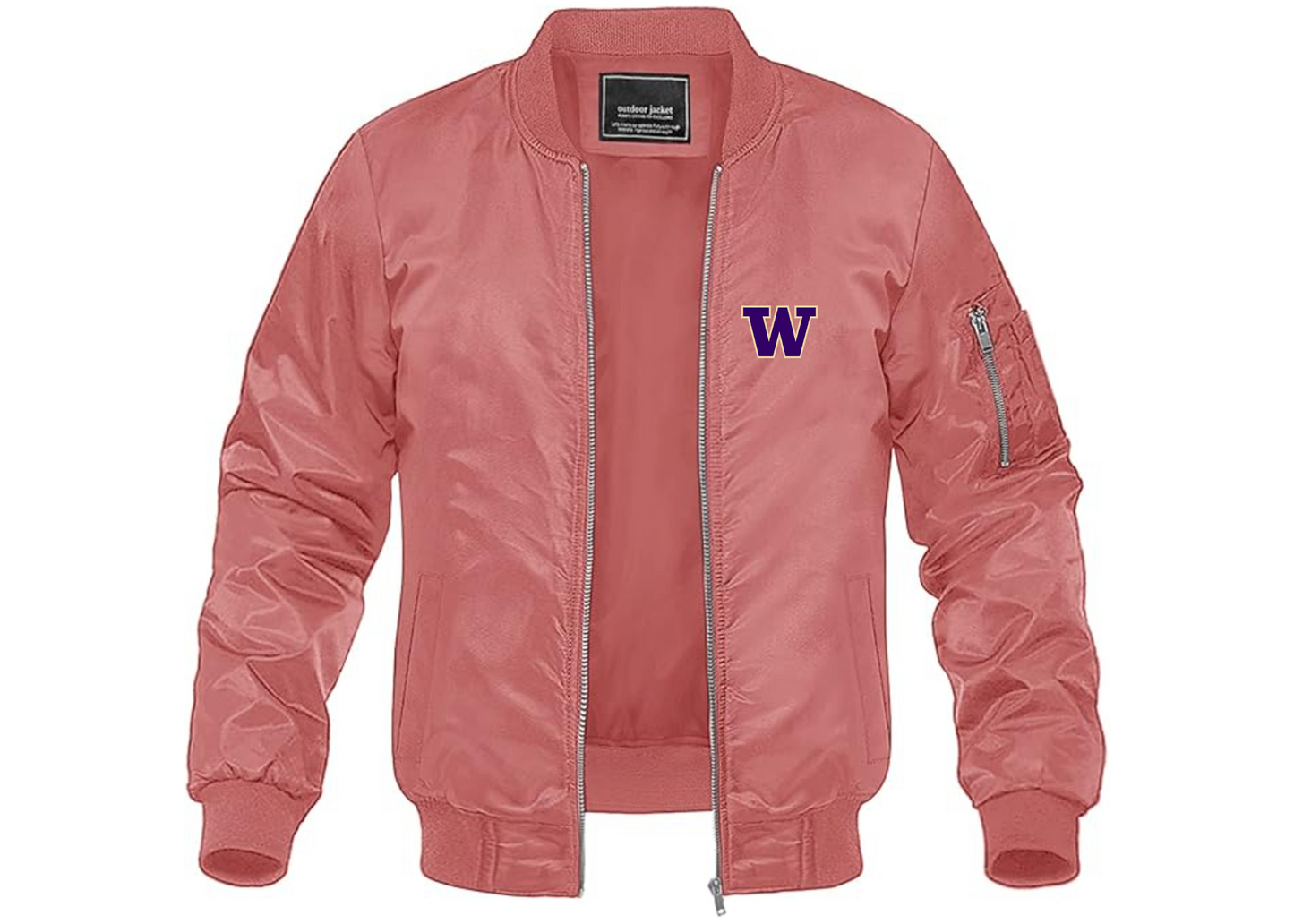 Men's Washington Huskies Lightweight Bomber Jacket Windbreaker Softshell Varsity Jacket Coat