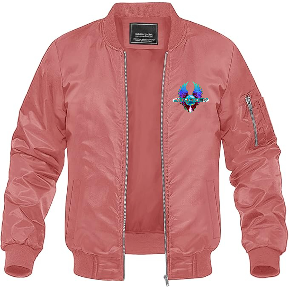 Men's Journey Logo Lightweight Bomber Jacket Windbreaker Softshell Varsity Jacket Coat