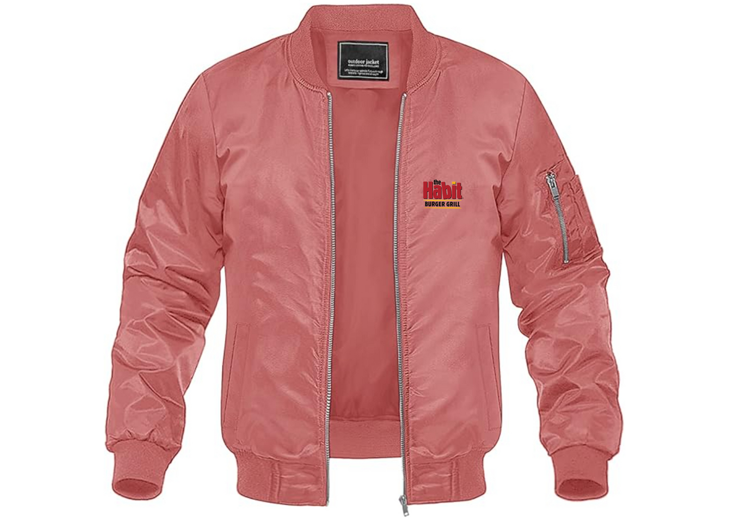 Men's The Habit Burger Grill Lightweight Bomber Jacket Windbreaker Softshell Varsity Jacket Coat