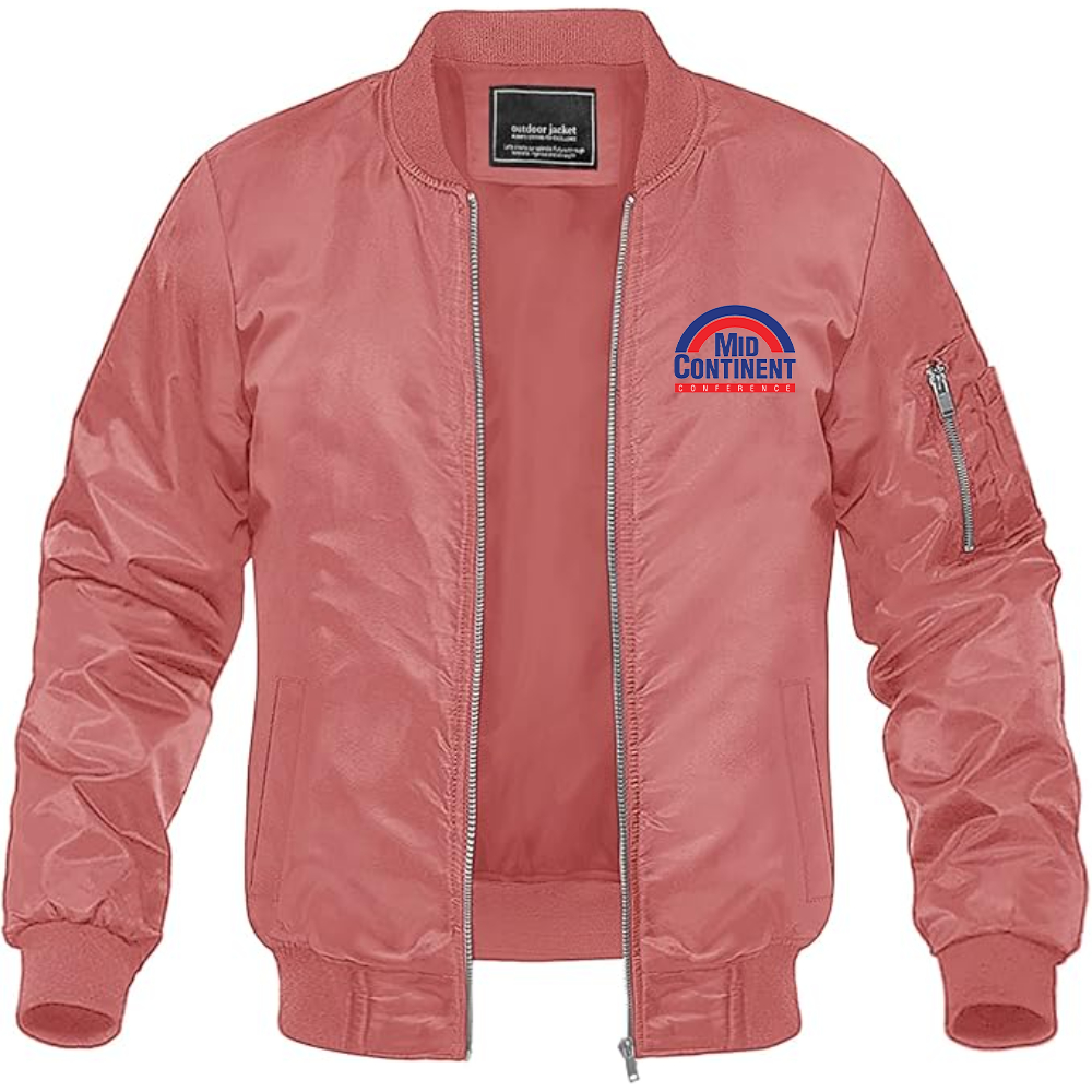 Men's Mid Continent Conference Logo Lightweight Bomber Jacket Windbreaker Softshell Varsity Jacket Coat