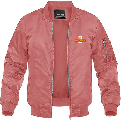 Men's  Royal Mail   Logo Lightweight Bomber Jacket Windbreaker Softshell Varsity Jacket Coat