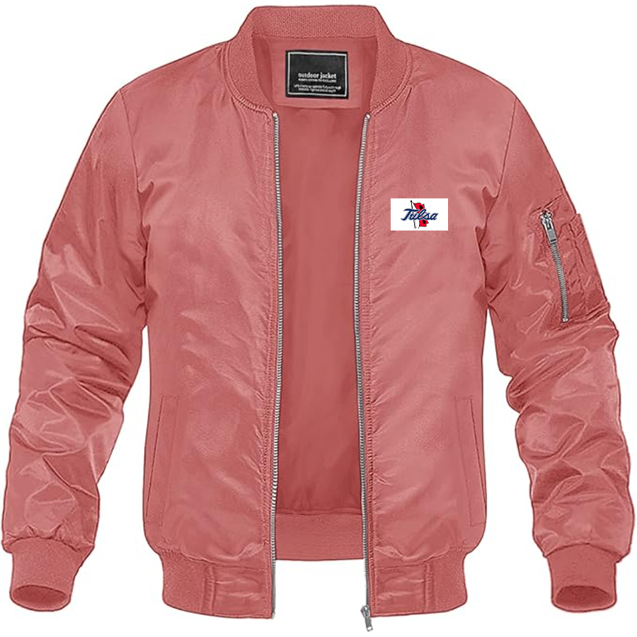 Men's Tulsa Golden Hurricane Logo Lightweight Bomber Jacket Windbreaker Softshell Varsity Jacket Coat