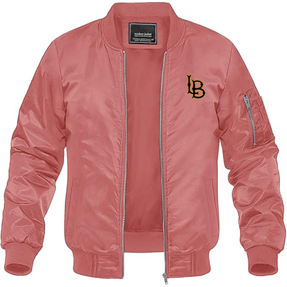 Men's Long Beach State 49ers Logo Lightweight Bomber Jacket Windbreaker Softshell Varsity Jacket Coat