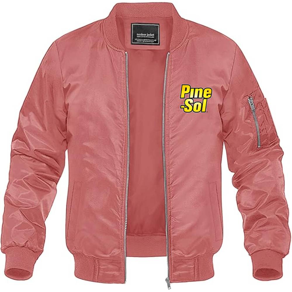 Men's Pine Sol Logo Lightweight Bomber Jacket Windbreaker Softshell Varsity Jacket Coat (Copy)