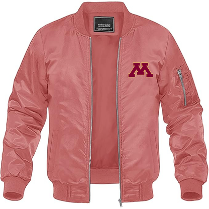 Men's Minnesota Golden Gophers Logo Lightweight Bomber Jacket Windbreaker Softshell Varsity Jacket Coat