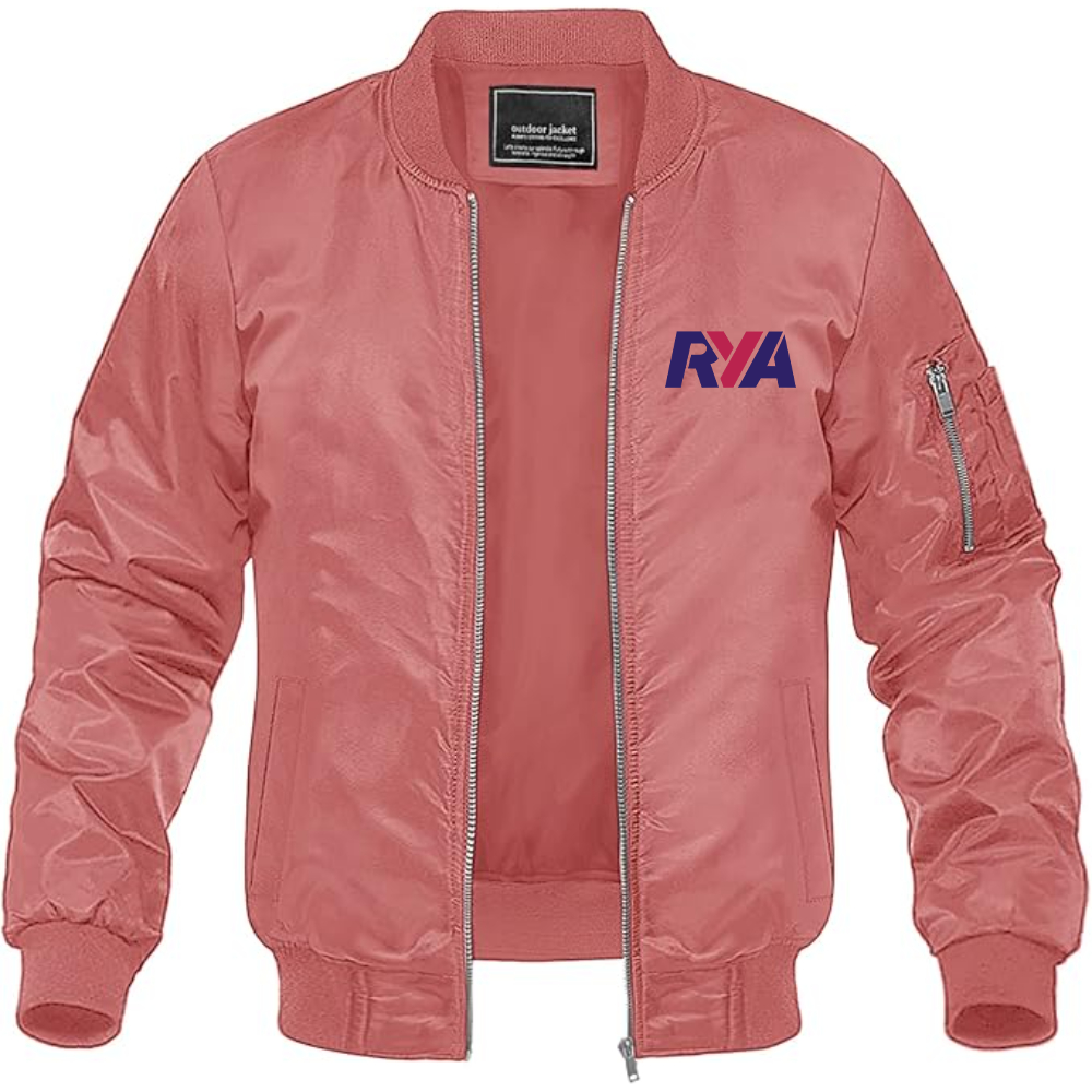 Men's Rya Logo Lightweight Bomber Jacket Windbreaker Softshell Varsity Jacket Coat