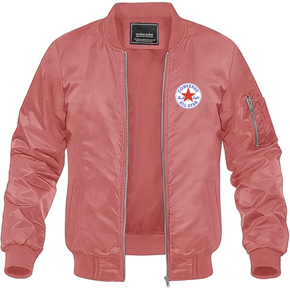 Men's Chuck Taylor All Star Logo Lightweight Bomber Jacket Windbreaker Softshell Varsity Jacket Coat