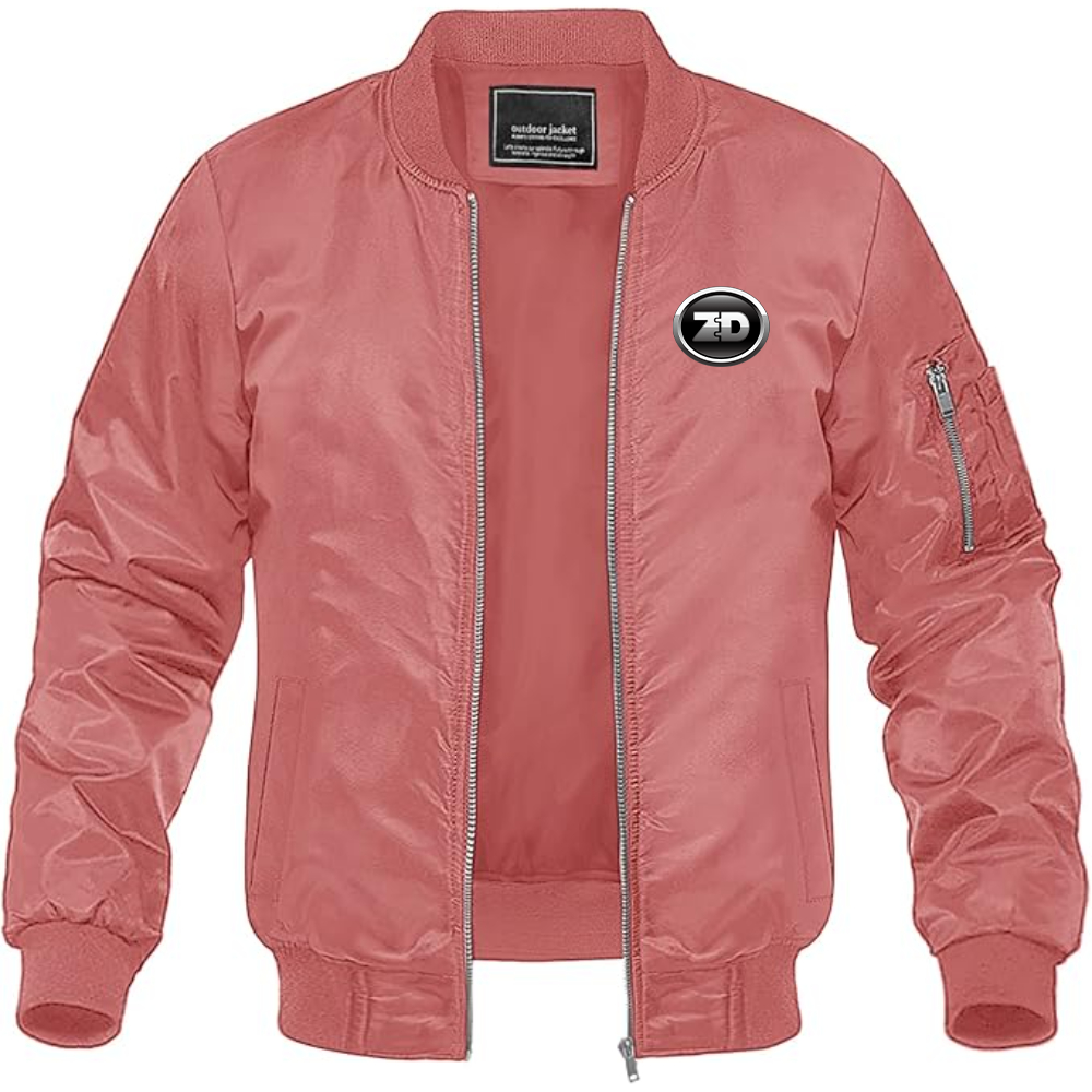 Men's Zhidou  Logo Lightweight Bomber Jacket Windbreaker Softshell Varsity Jacket Coat