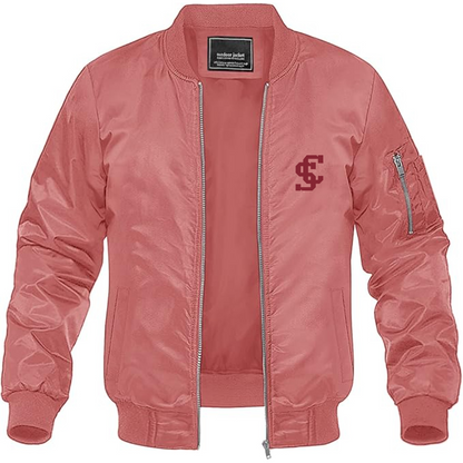 Men's Santa Clara Broncos Logo Lightweight Bomber Jacket Windbreaker Softshell Varsity Jacket Coat
