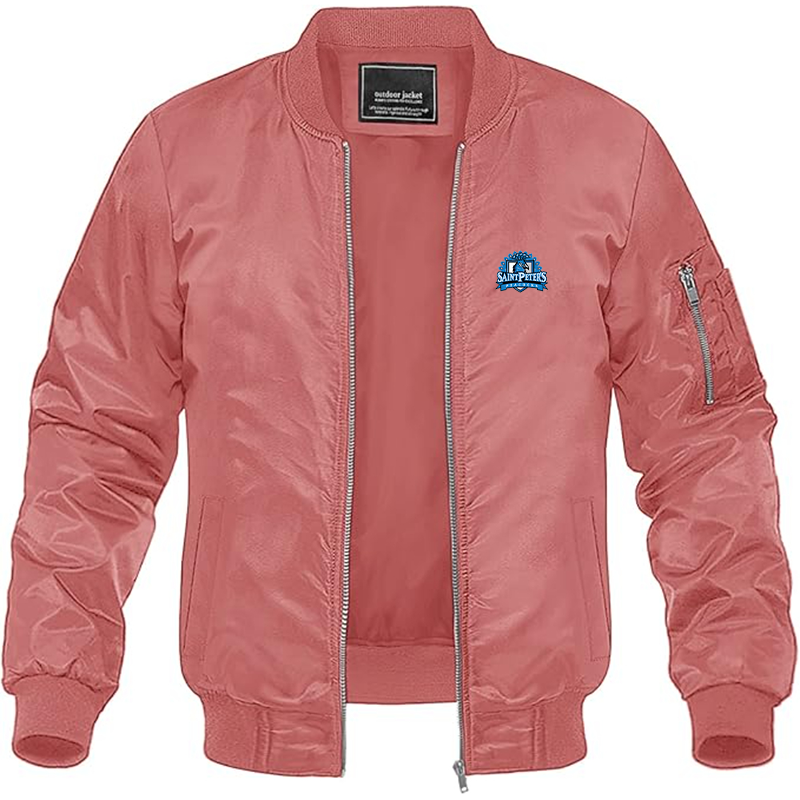 Men's Saint Peters Peacocks Logo Lightweight Bomber Jacket Windbreaker Softshell Varsity Jacket Coat