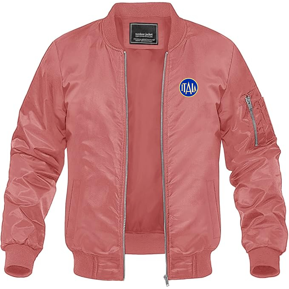 Men's  Itala Logo Lightweight Bomber Jacket Windbreaker Softshell Varsity Jacket Coat