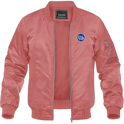 Men's  Itala Logo Lightweight Bomber Jacket Windbreaker Softshell Varsity Jacket Coat
