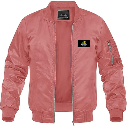 Men's Cartoon Pizza Logo Lightweight Bomber Jacket Windbreaker Softshell Varsity Jacket Coat