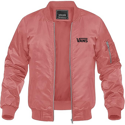 Men's Vans Logo Lightweight Bomber Jacket Windbreaker Softshell Varsity Jacket Coat