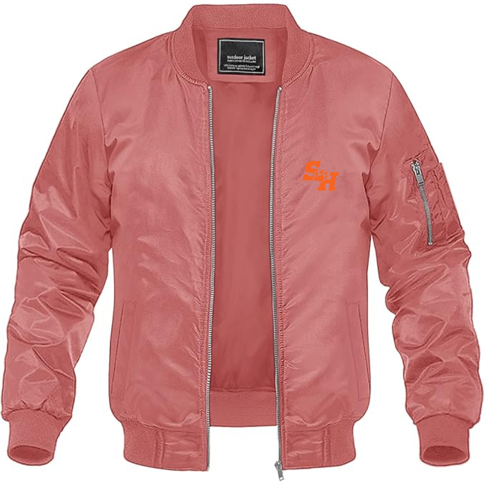 Men's Sam Houston State Bearkats Logo Lightweight Bomber Jacket Windbreaker Softshell Varsity Jacket Coat
