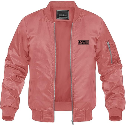 Men's Armin Van Buuren Logo Lightweight Bomber Jacket Windbreaker Softshell Varsity Jacket Coat