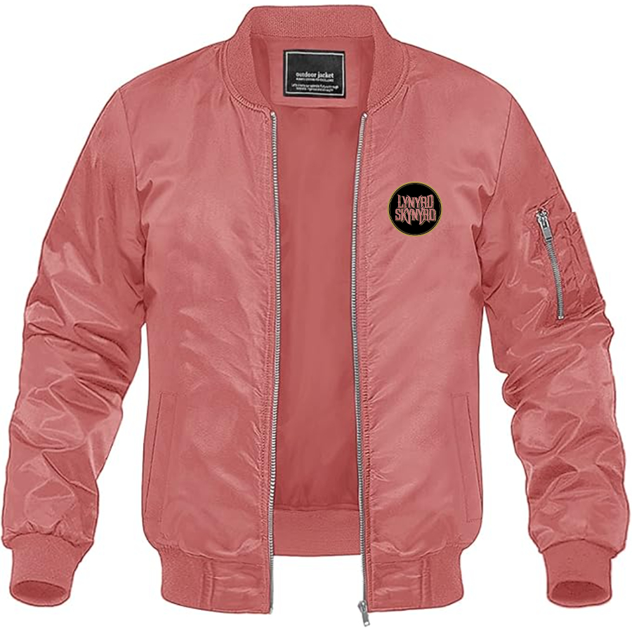 Men's Lynyrd Skynyrd Logo Lightweight Bomber Jacket Windbreaker Softshell Varsity Jacket Coat