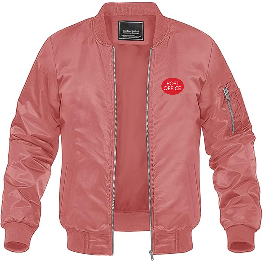 Men's Post Office Logo Lightweight Bomber Jacket Windbreaker Softshell Varsity Jacket Coat
