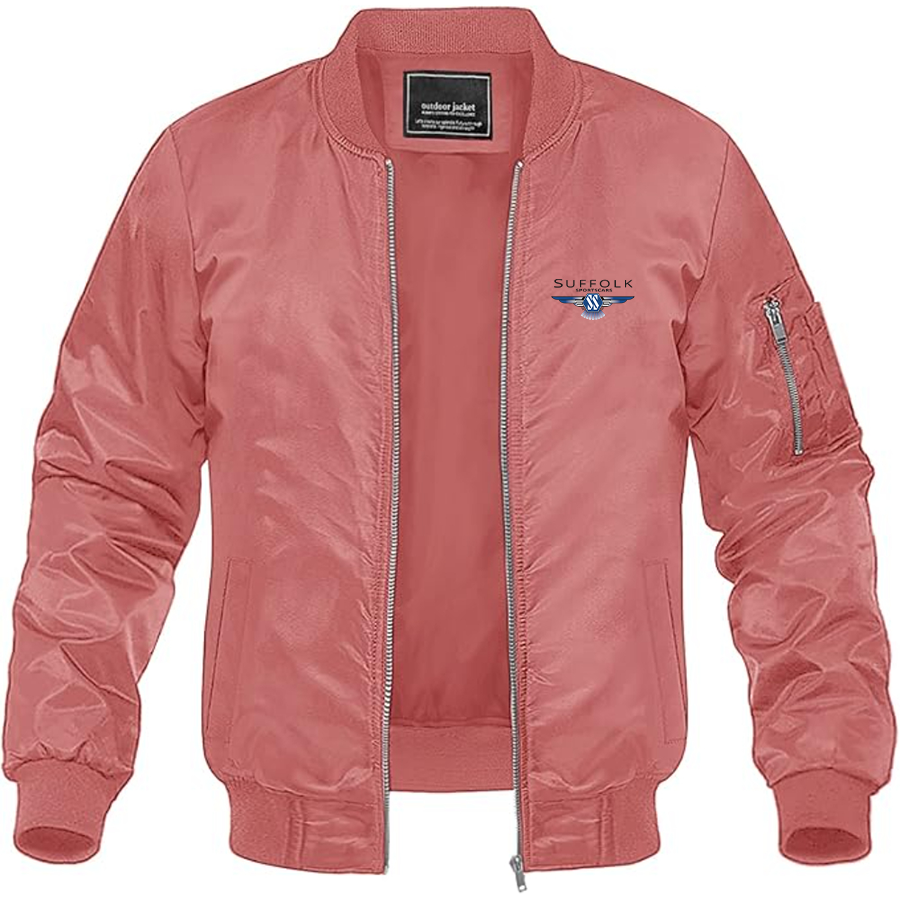 Men's Suffolk Sportscars Logo Lightweight Bomber Jacket Windbreaker Softshell Varsity Jacket Coat