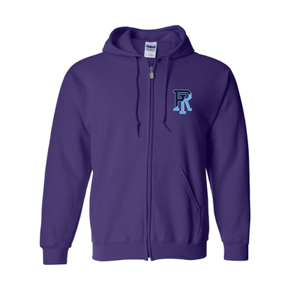 Men's Rhode Island Rams Logo Gildan  Heavy Blend Full Zip Hooded Sweatshirt
