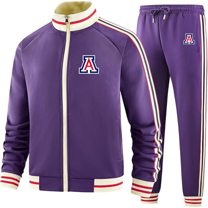 Men's  Arizona Wildcats Two Piece Designer Tracksuit with Bold Striped Accents and Zippered Front Elevated Athletic Wear