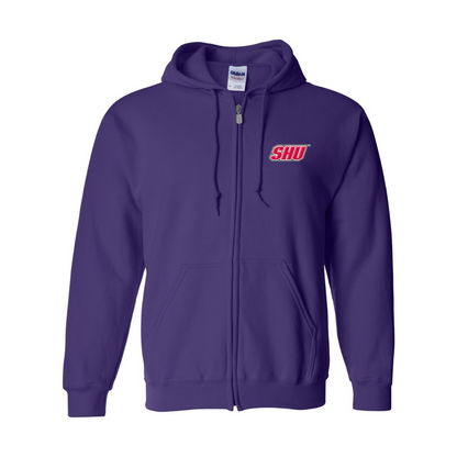 Men's Sacred Heart Pioneers Logo Gildan  Heavy Blend Full Zip Hooded Sweatshirt