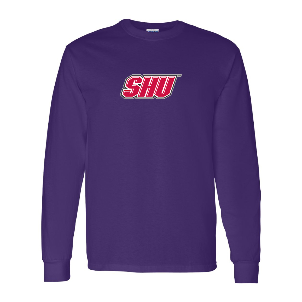 Men's Sacred Heart Pioneers Logo Gildan Heavy Cotton Long Sleeve T-Shirt