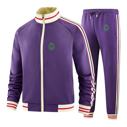 Men's Ahold Delhaize Symbol  Tracksuit with Bold Striped Accents and Zippered Front Athletic Wear