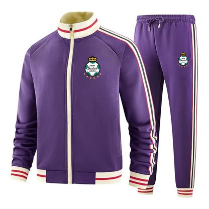 Men's Santos Laguna Soccer  Tracksuit with Bold Striped Accents and Zippered Front Athletic Wear