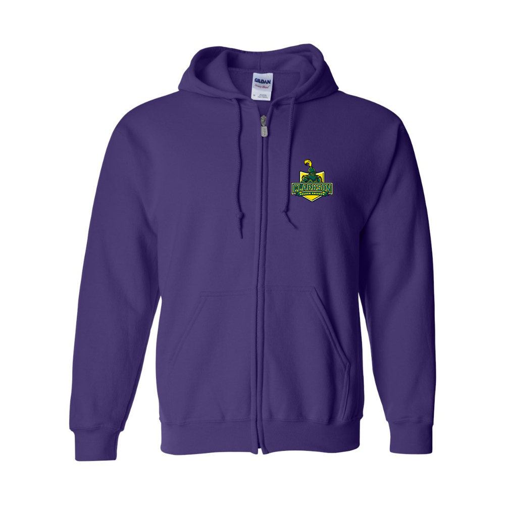 Men's Clarkson Golden Knights Gildan  Heavy Blend Full Zip Hooded Sweatshirt