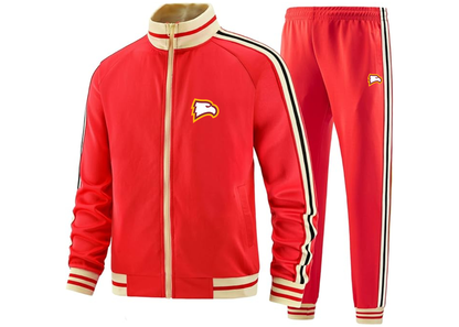 Men's Winthrop Eagles Tracksuit with Bold Striped Accents and Zippered Front Athletic Wear