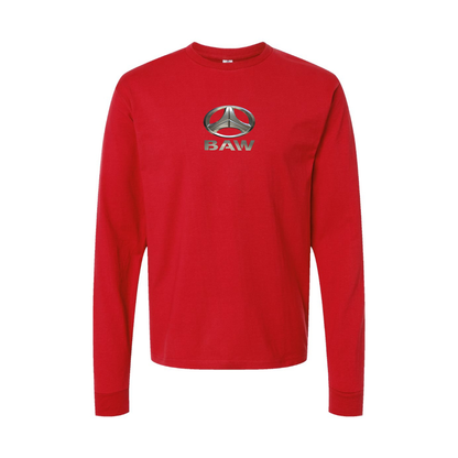 Youth Beijing Automobile Works Logo Cotton Long Sleeve T-Shirt