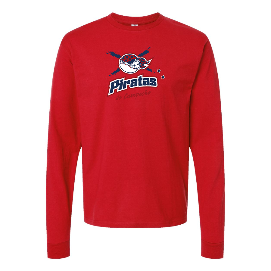 Men's Campeche Piratas Logo Cotton Long Sleeve T-Shirt