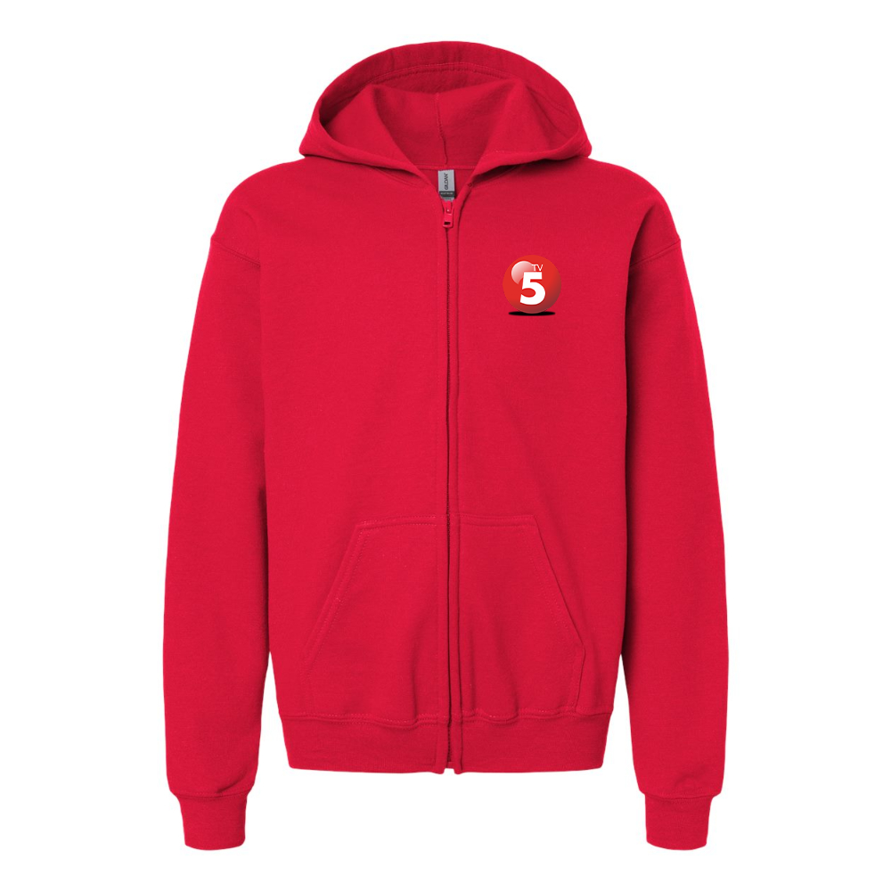 Gildan Heavy Blend Youth ABC TV5 Logo Full Zip Hooded Sweatshirt
