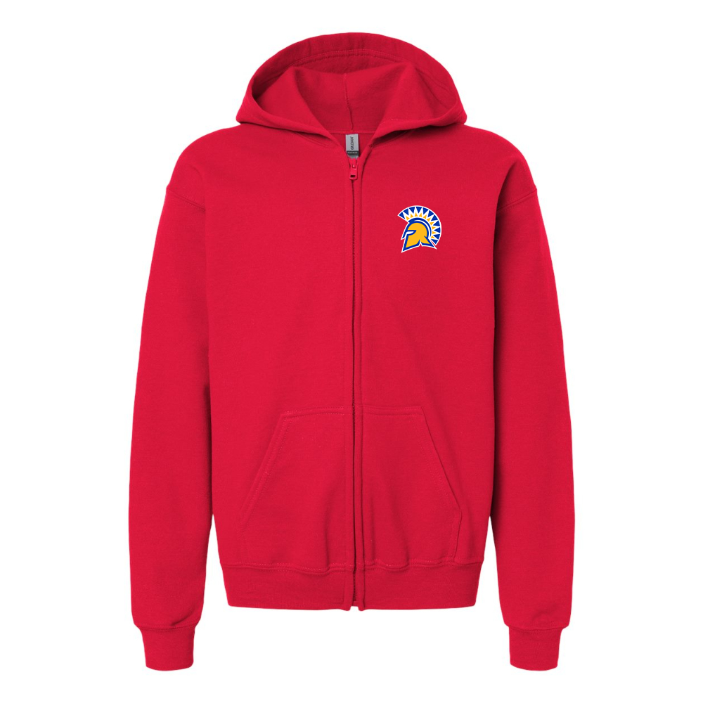 Gildan Heavy Blend Youth San Jose State Spartans Logo Full Zip Hooded Sweatshirt