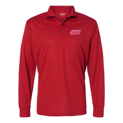 Men's Sacred Heart Pioneers Logo Paragon Prescott Long Sleeve Polo