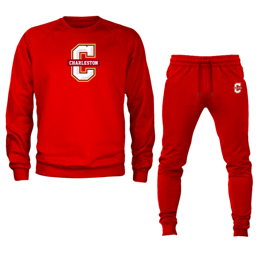 Men's Charleston Cougars Crewneck Sweatshirt Joggers Suit