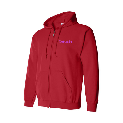 Men's Peach Aviation Logo Zipper Hoodie