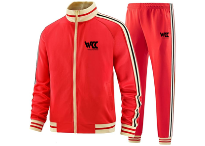 Men's West Coast Conference Tracksuit with Bold Striped Accents and Zippered Front Athletic Wear