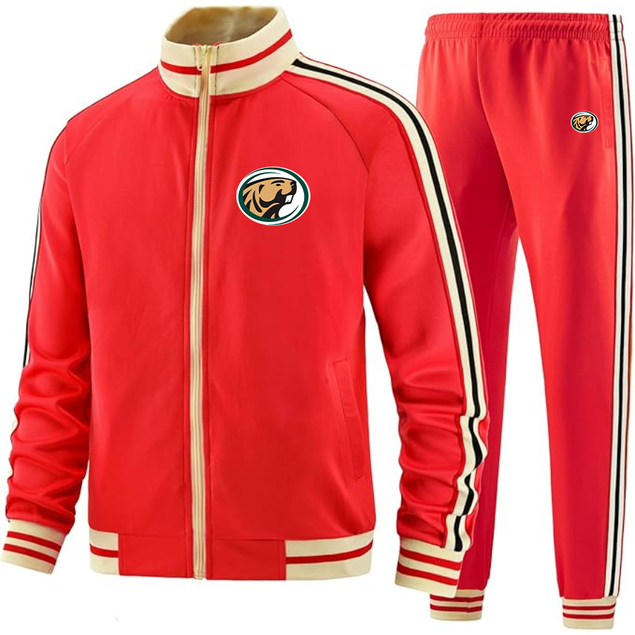 Men's Bemidji State Beavers Two Piece Designer Tracksuit with Bold Striped Accents and Zippered Front Elevated Athletic Wear