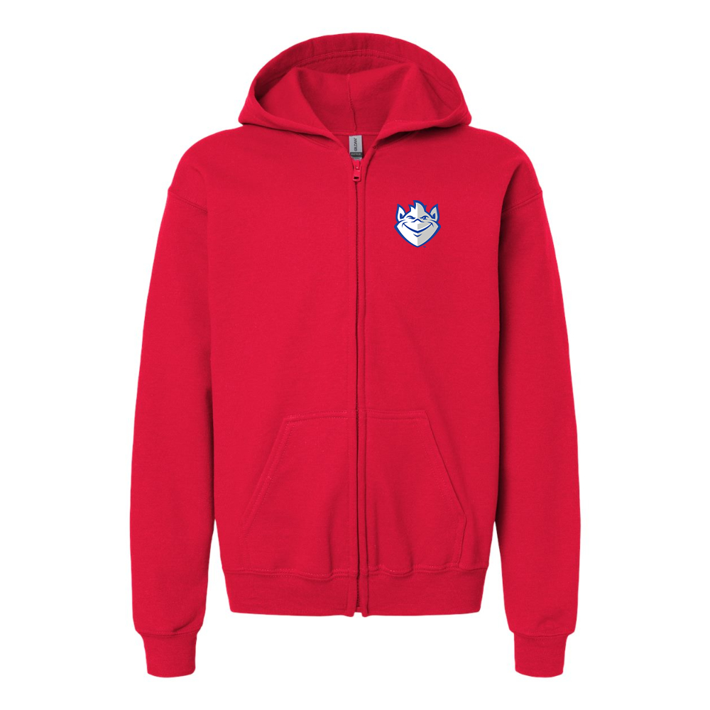 Gildan Heavy Blend Youth Saint Louis Billikens Logo Full Zip Hooded Sweatshirt
