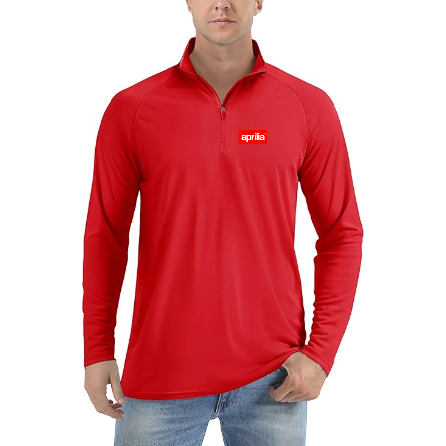 Men's Aprilia Logo  Lightweight Quarter-Zip Athletic Shirt Long Sleeve Performance Wear