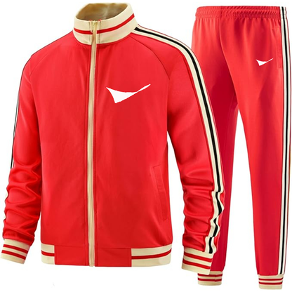 Men's Conoco Phillips Symbol Two Piece Designer Tracksuit with Bold Striped Accents and Zippered Front Elevated Athletic
