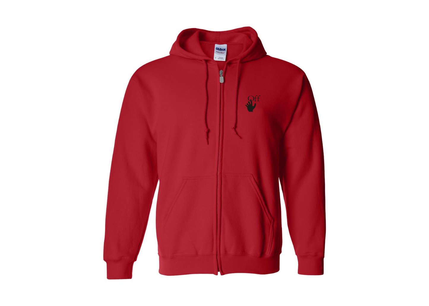 Men's Off-White Hand Gildan  Heavy Blend Full Zip Hooded Sweatshirt