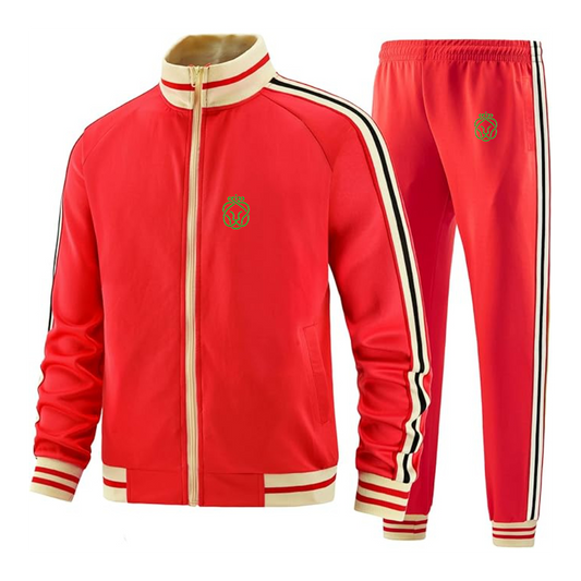 Men's Ahold Delhaize Symbol  Tracksuit with Bold Striped Accents and Zippered Front Athletic Wear