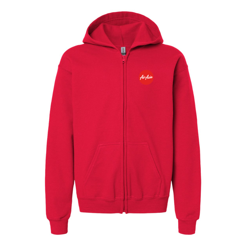 Gildan Heavy Blend Youth Air Asia Logo Full Zip Hooded Sweatshirt