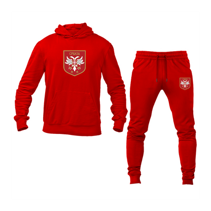 Men's Serbia National Football Soccer Team Logo Hoodie Joggers Set