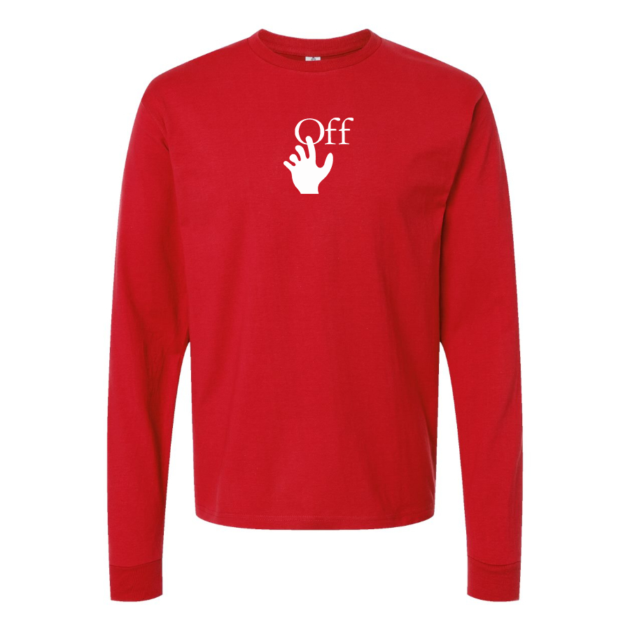 Men's  Off-White Hand Logo Cotton Long Sleeve T-Shirt