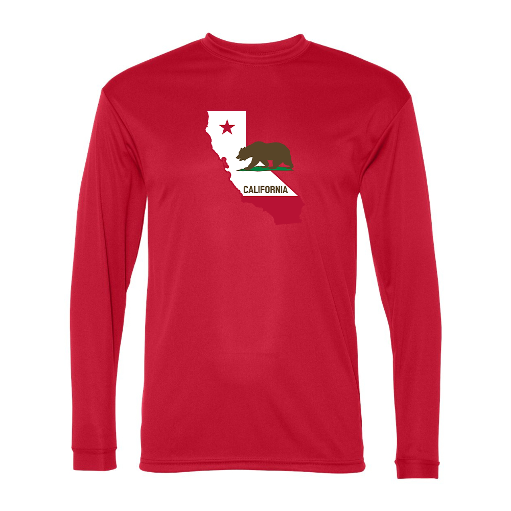 Men's  California Bear Map Performance Long Sleeve T-Shirt