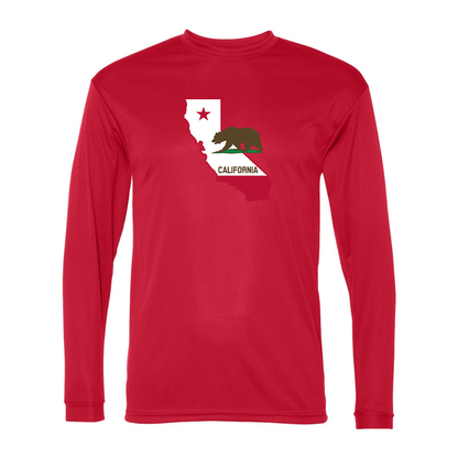 Men's  California Bear Map Performance Long Sleeve T-Shirt